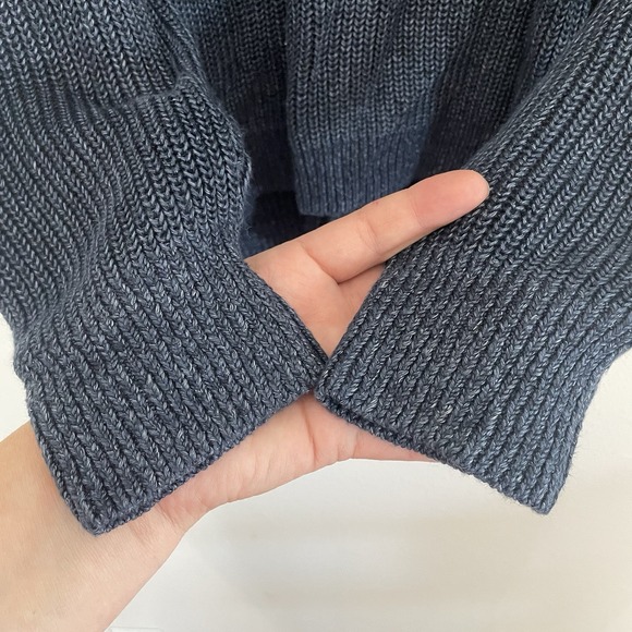 Banana Republic 100% Linen Oversized Chunky Knit Cardigan Navy Cozy Heavy Mens M - Picture 7 of 9